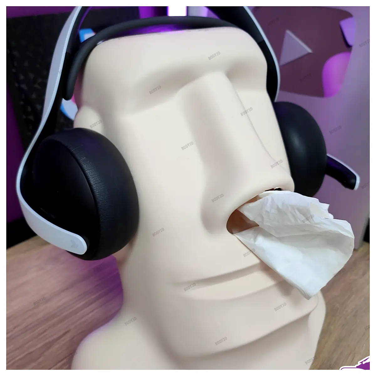 Tissue Box Headphone Holder Supportless Organizer Desk Storage Solution Creative Gadget Office Home