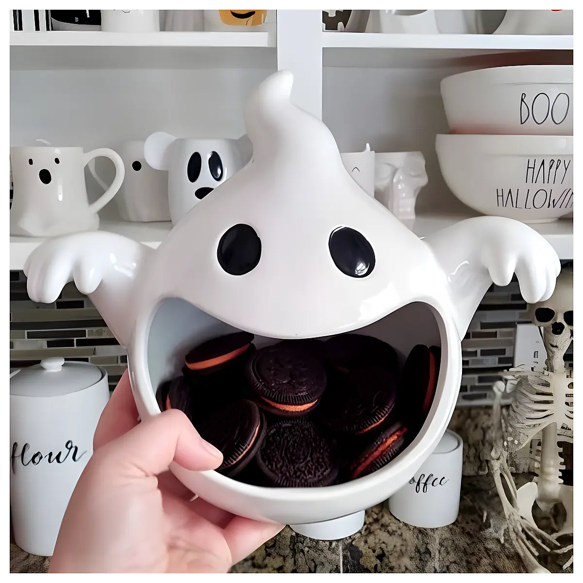 Ghost Candy Bowl Decoration Halloween Party Supplies Festive Decor Candy Dish Versatile Ornament