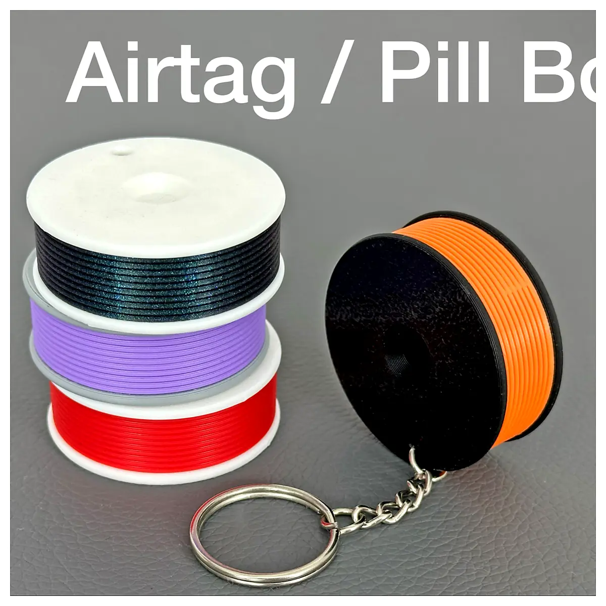 Filament Keychain AirTag Pill Box Multi Use Keychains Tracker Parts Repair Universal Accessory