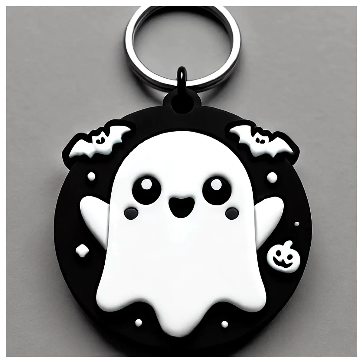 Ghost Keychain Round Haunted Decor Spooky Hanging Ornament Ghost Charm Round Keychains Halloween Decoration Ghost Gifts