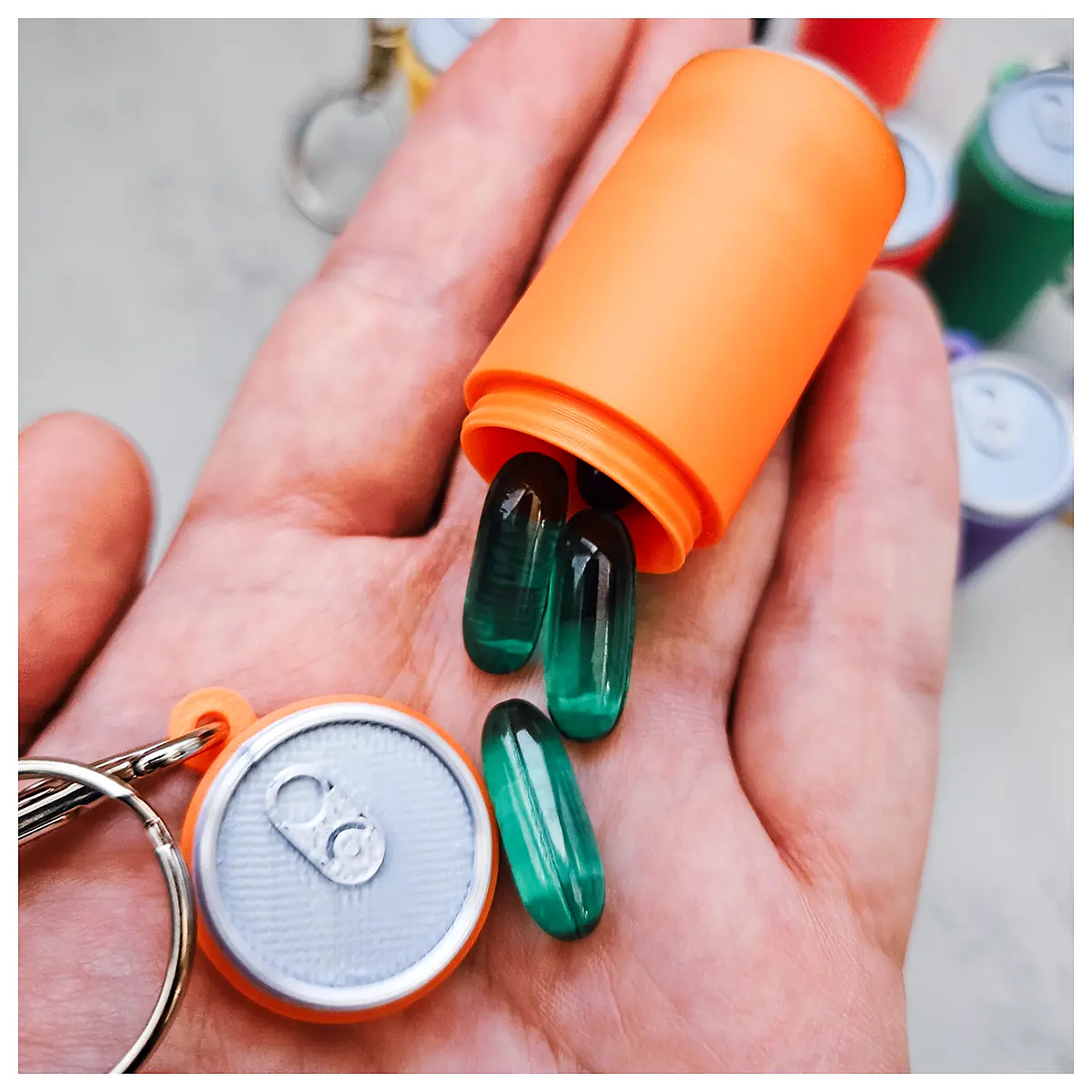 Mini Soda Can Keychain Storage MicroSD Slot Portable Compact Organizer Accessory