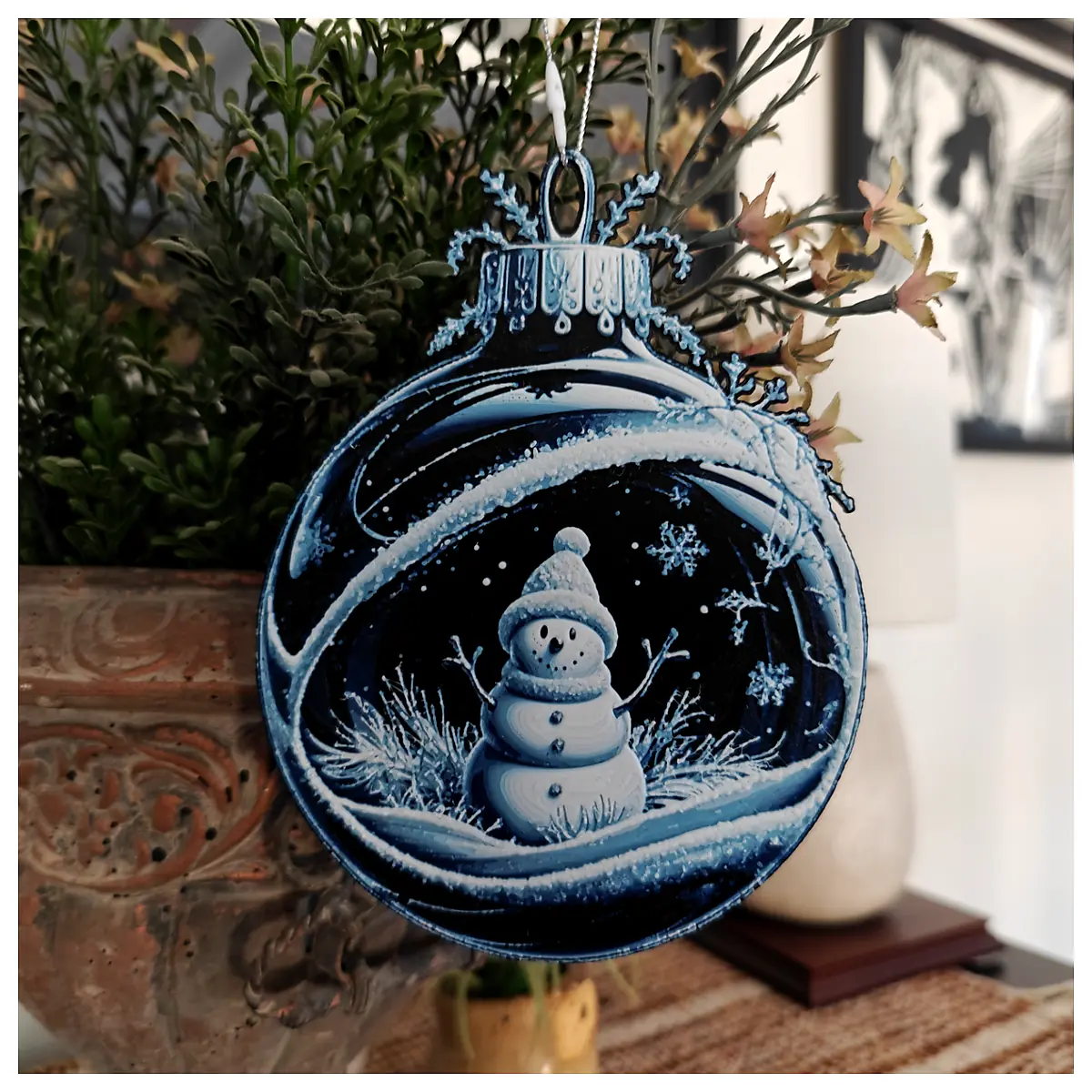 Christmas Snowman Bauble Festive Ornament Snow Globe Christmas Decoration Ball Ornament Sphere Decoration