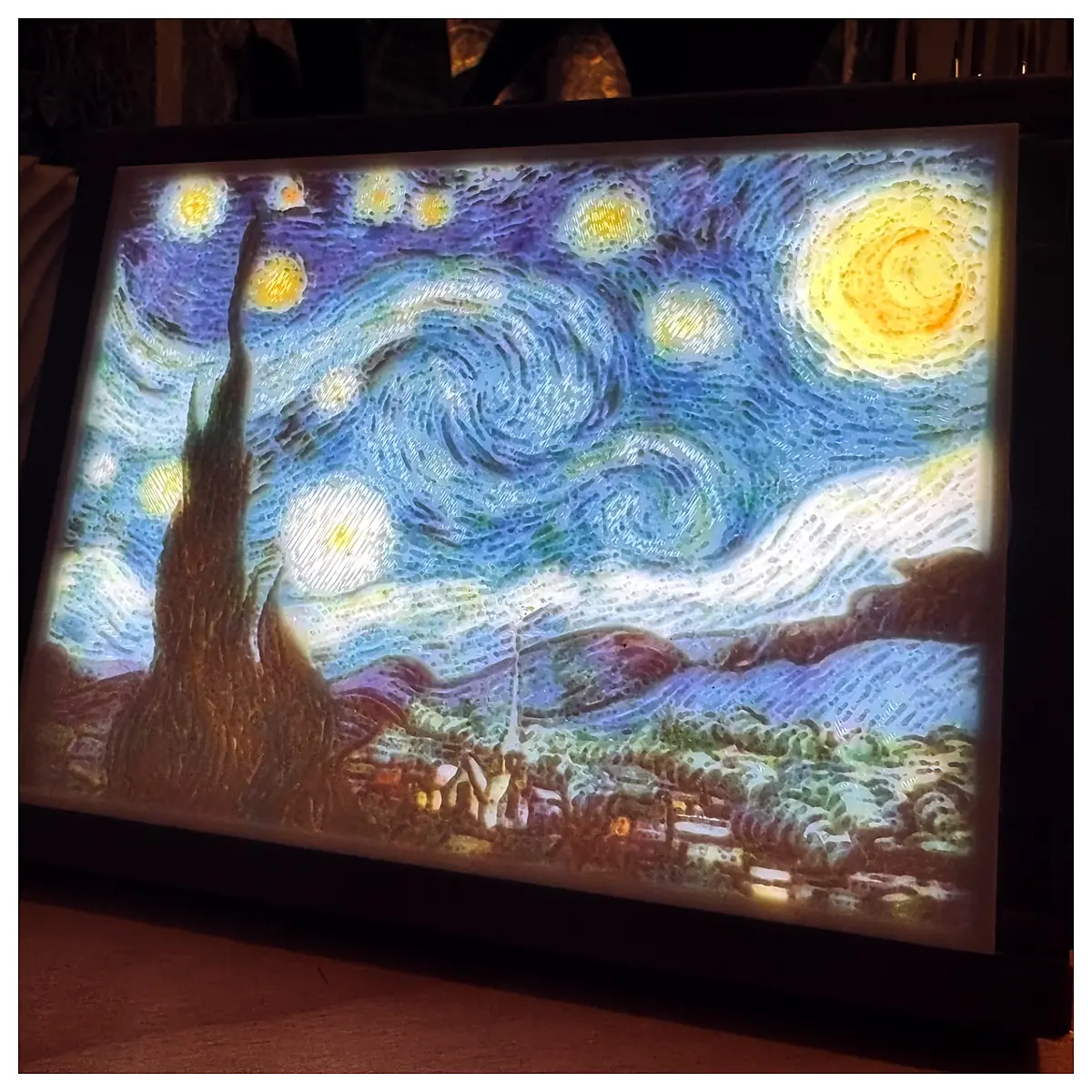 Starry Night Lithophane 3D Art Print Night Sky Decor Gift Shadow Box Wall Art Lithophane
