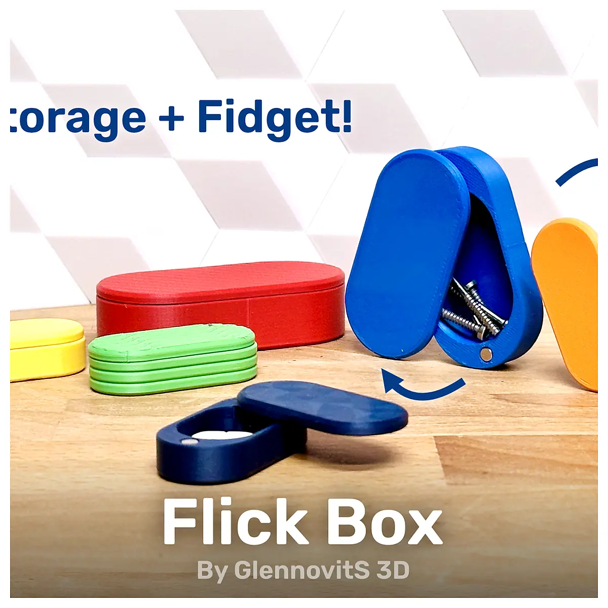 Flick Box Magnetic EDC Fidget Toy Storage Container Portable Accessory Organizer