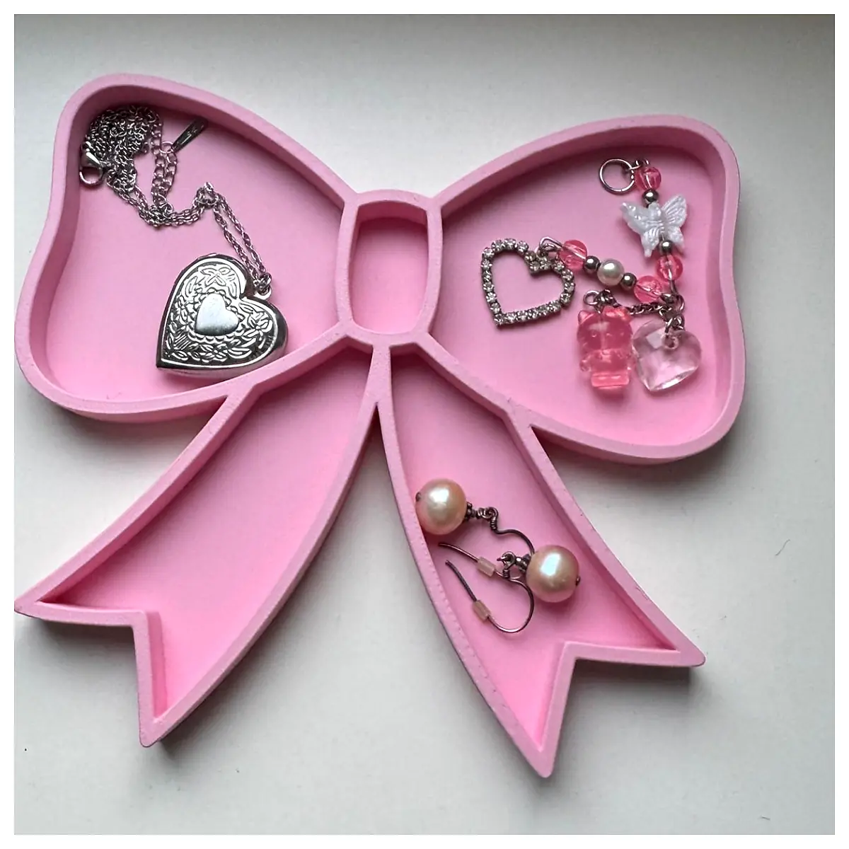 Coquette Bow Jewelry Tray Elegant Display Stand Jewelry Holder Organizer Decorative Box Gift