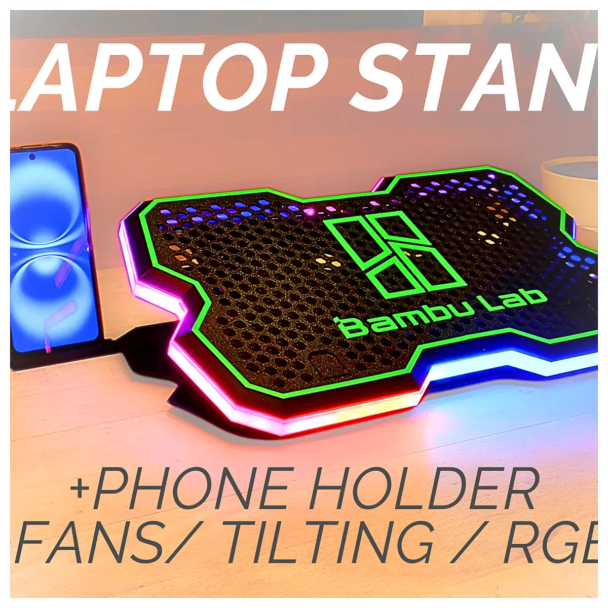 Laptop Stand RGB Fan Phone Holder Adjustable Tilt Cooling Support Accessories Laptop Stand Parts