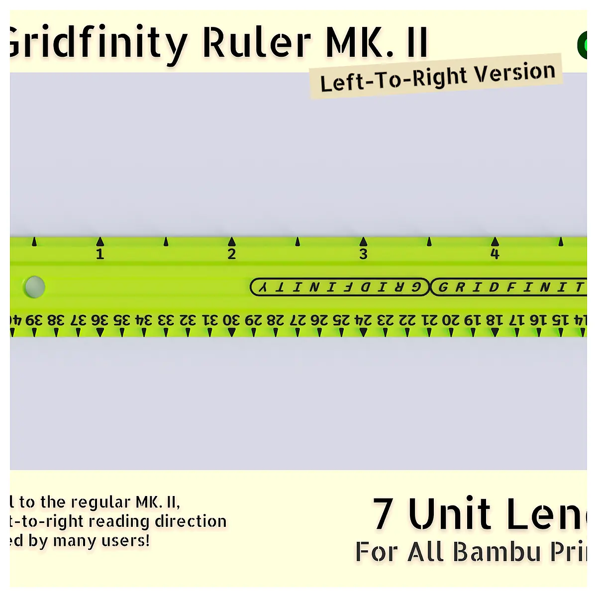 Gridfinity Ruler MKII LTR Version 7 Unit Length Measuring Tool Parts Repair Accessories