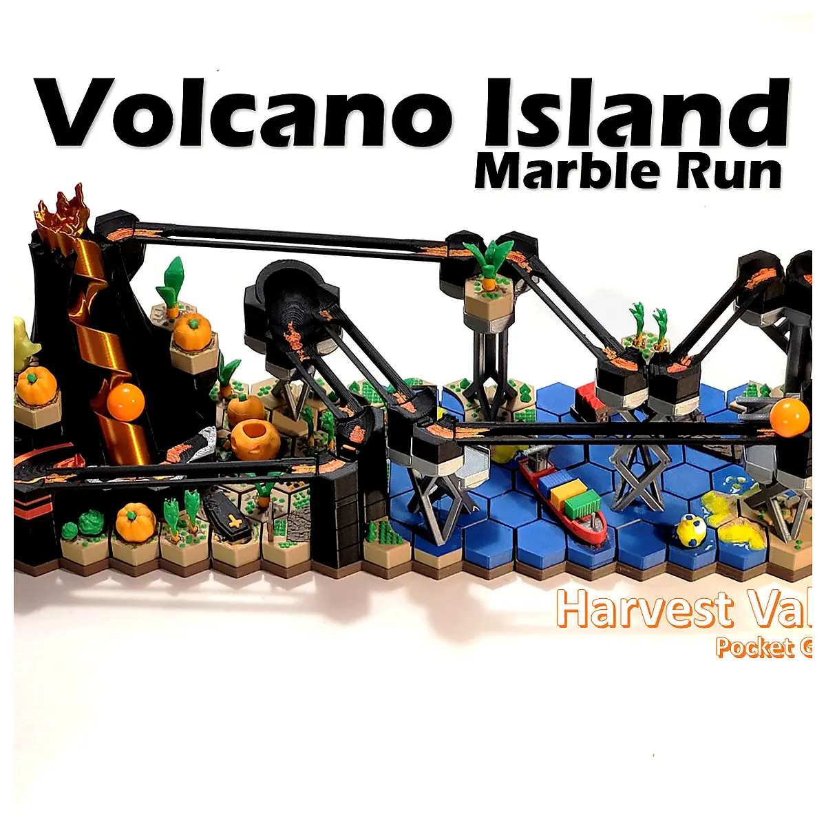 Volcano Island Marble Run Building Track Toy Kids Brain Teaser Puzzle Multi Functional Blocks Construction Gift