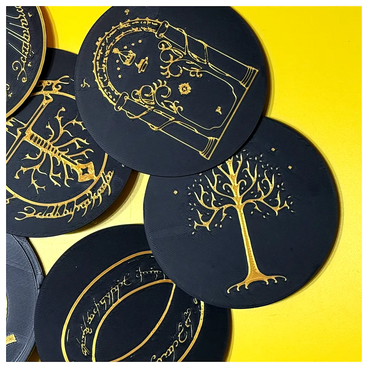 Lord of the Rings Coasters Set 6 with Holder Collectible Drinkware Table Decor Giftware