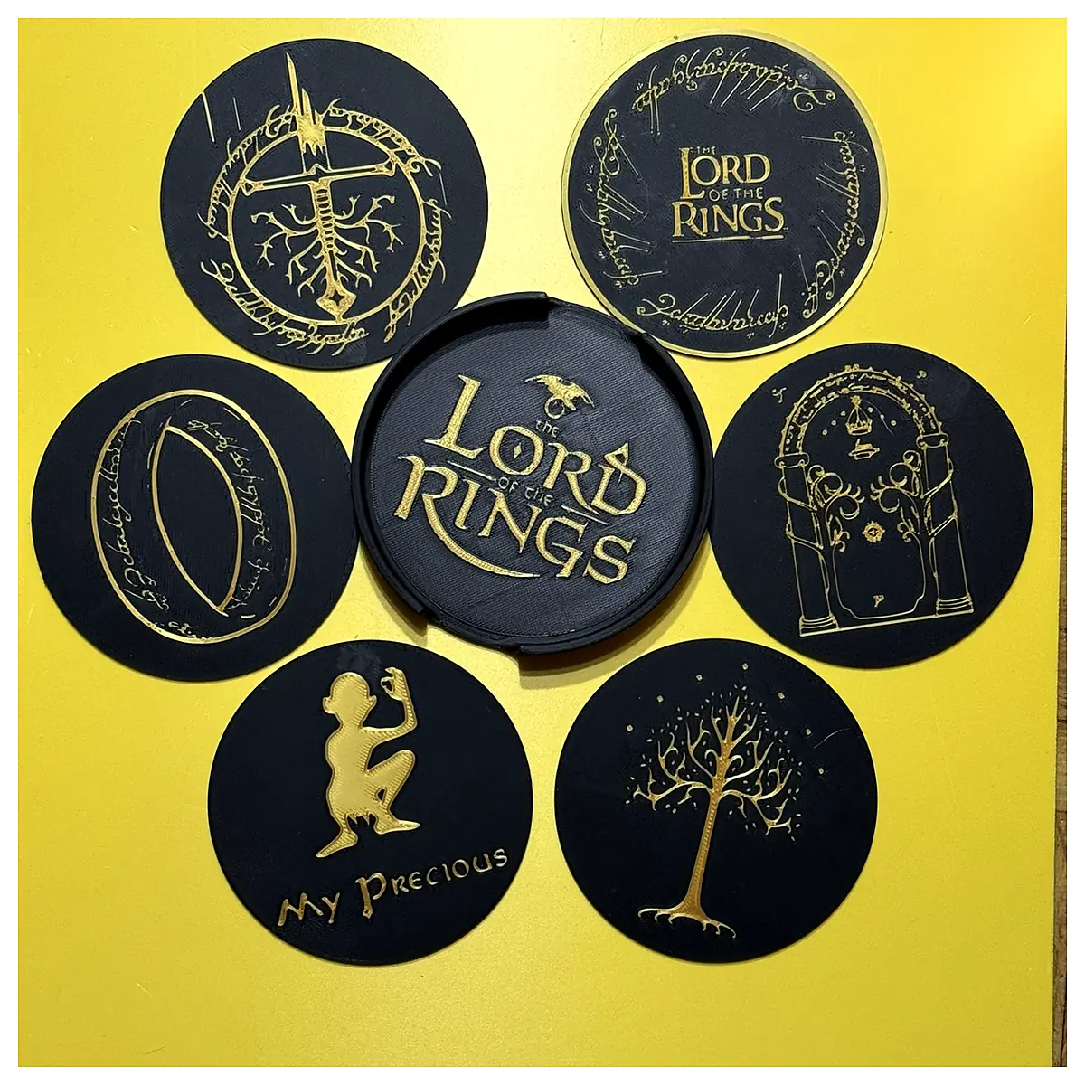 Lord of the Rings Coasters Set 6 with Holder Collectible Drinkware Table Decor Giftware