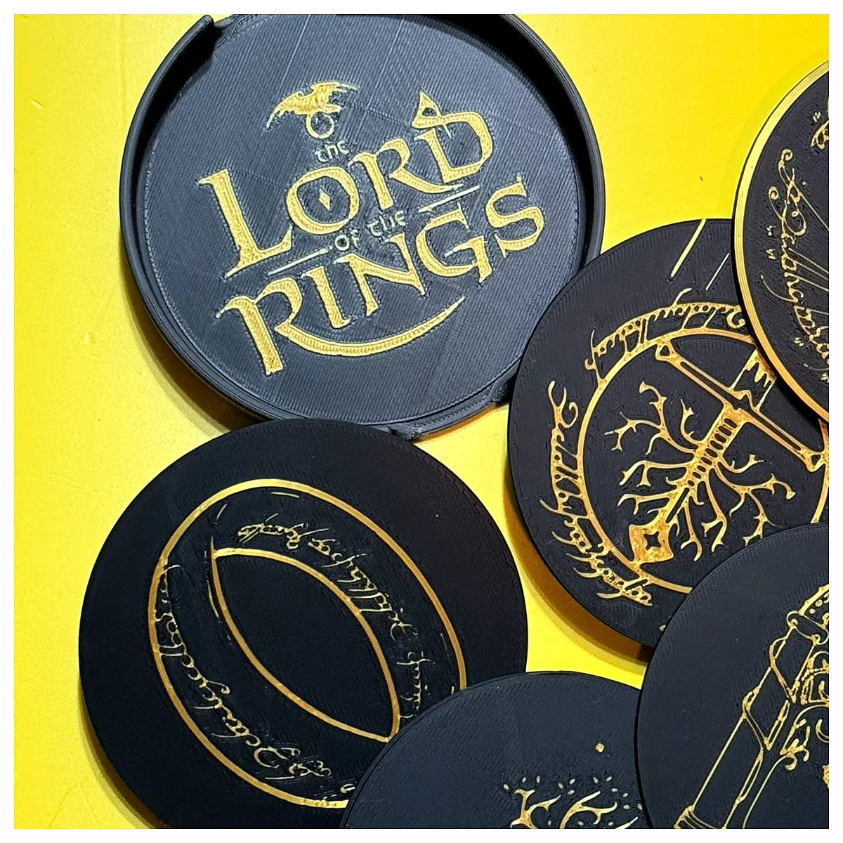 Lord of the Rings Coasters Set 6 with Holder Collectible Drinkware Table Decor Giftware