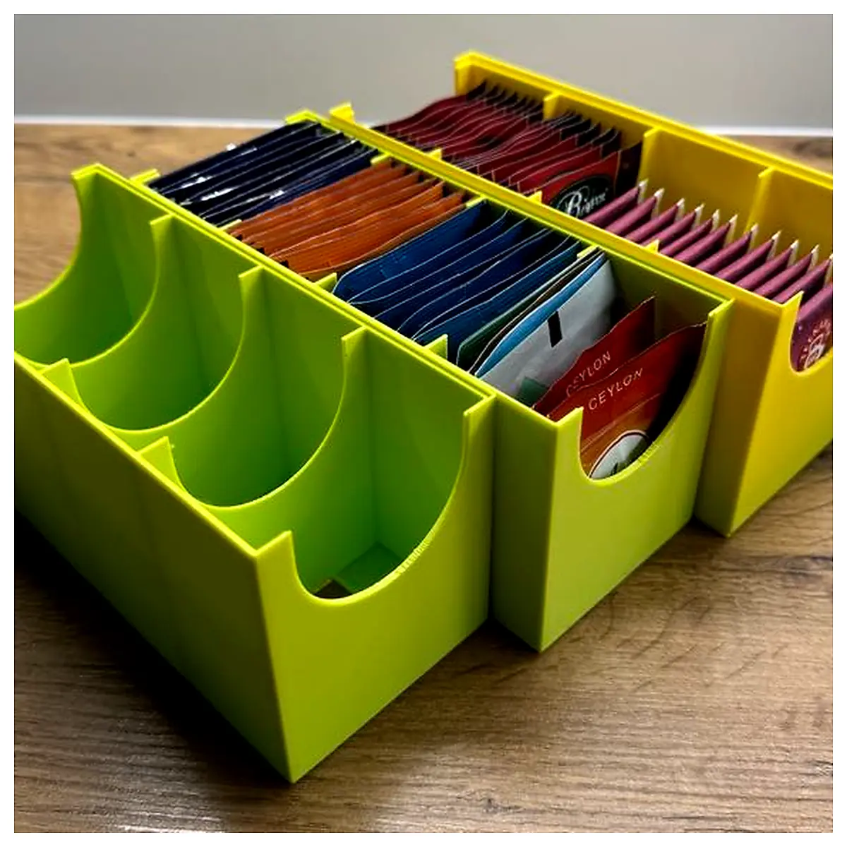 Tea Cup Organizer Stackable Tea Caddies Storage Container Kitchen Shelf Organizer Multi Compartment