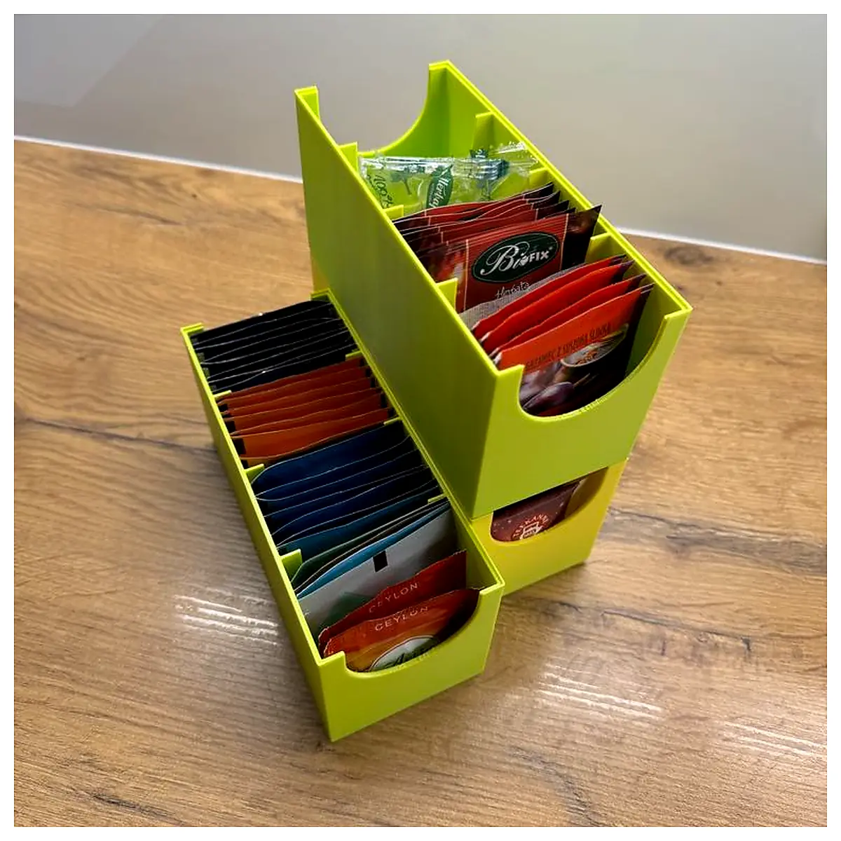 Tea Cup Organizer Stackable Tea Caddies Storage Container Kitchen Shelf Organizer Multi Compartment