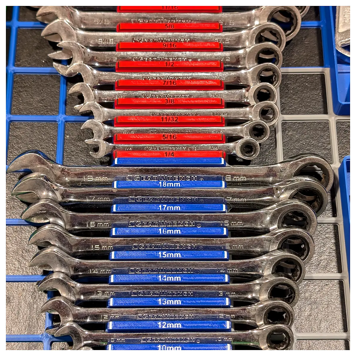 Gridfinity Wrench Organizer SAE Metric Tool Storage Parts Repair Universal