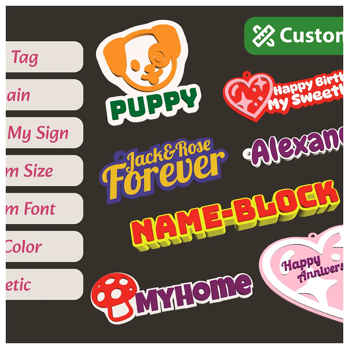 Custom Keychain Fridge Magnet Personalized Sign Make Your Own Memorial Keepsake Multi functional Magnet Accessories Keychains
