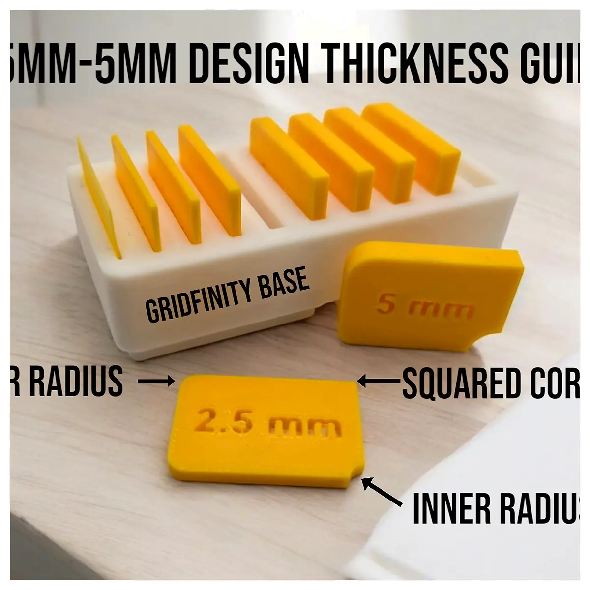 Gridfinity Thickness Guide Set 05mm to 5mm Grid Modules Universal Accessories Parts Assembly