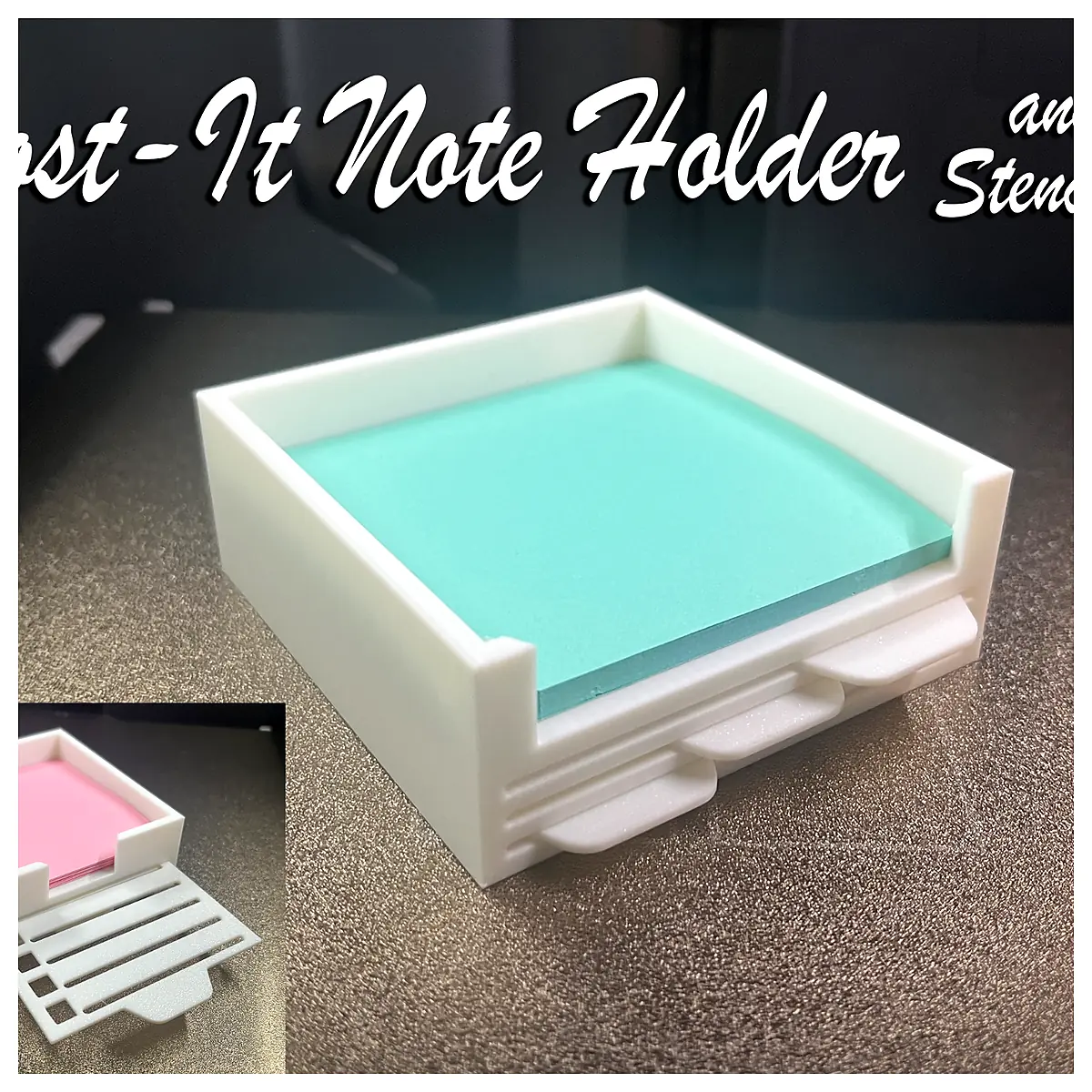 Post it Holder Stencils Organizer File Storage Desk Supplies Creative Stand Storage Container