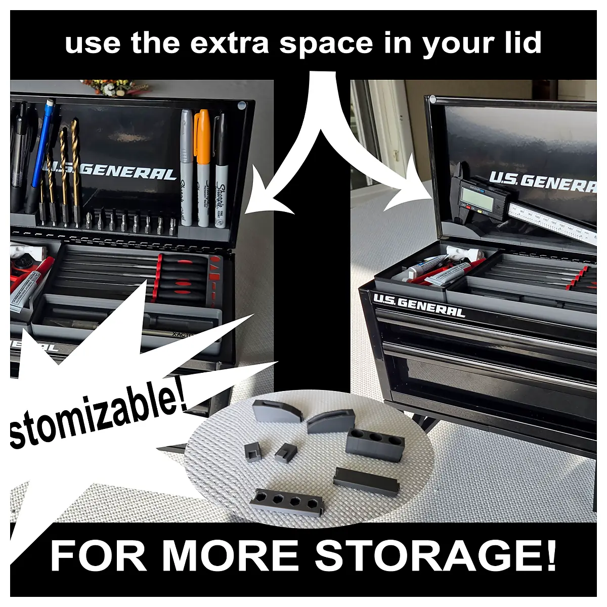 Lid Organizer Toolbox Storage Container Parts Repair Accessories Utility Box Universal