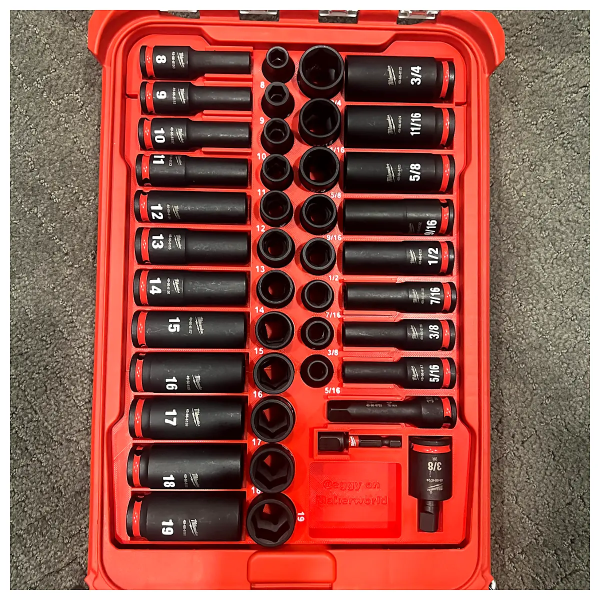 Impact Socket Set 43PC 38in Universal Tool Kit Repair Parts Maintenance