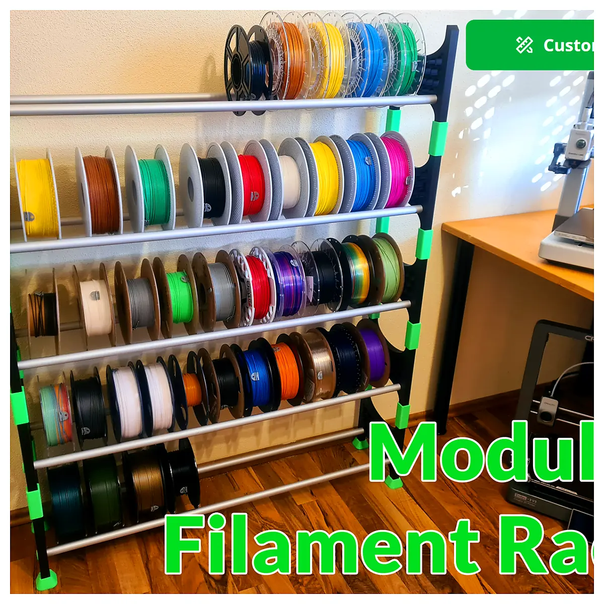 3D Printer Filament Rack Shelf Storage Solution Modular Compatible Parts Accessories Spool Organizer