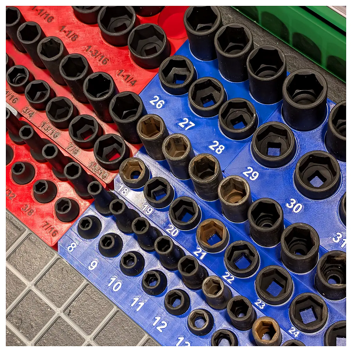 Gridfinity Organizers 12 Socket Set Storage Solutions Parts Organizer System Space Saving