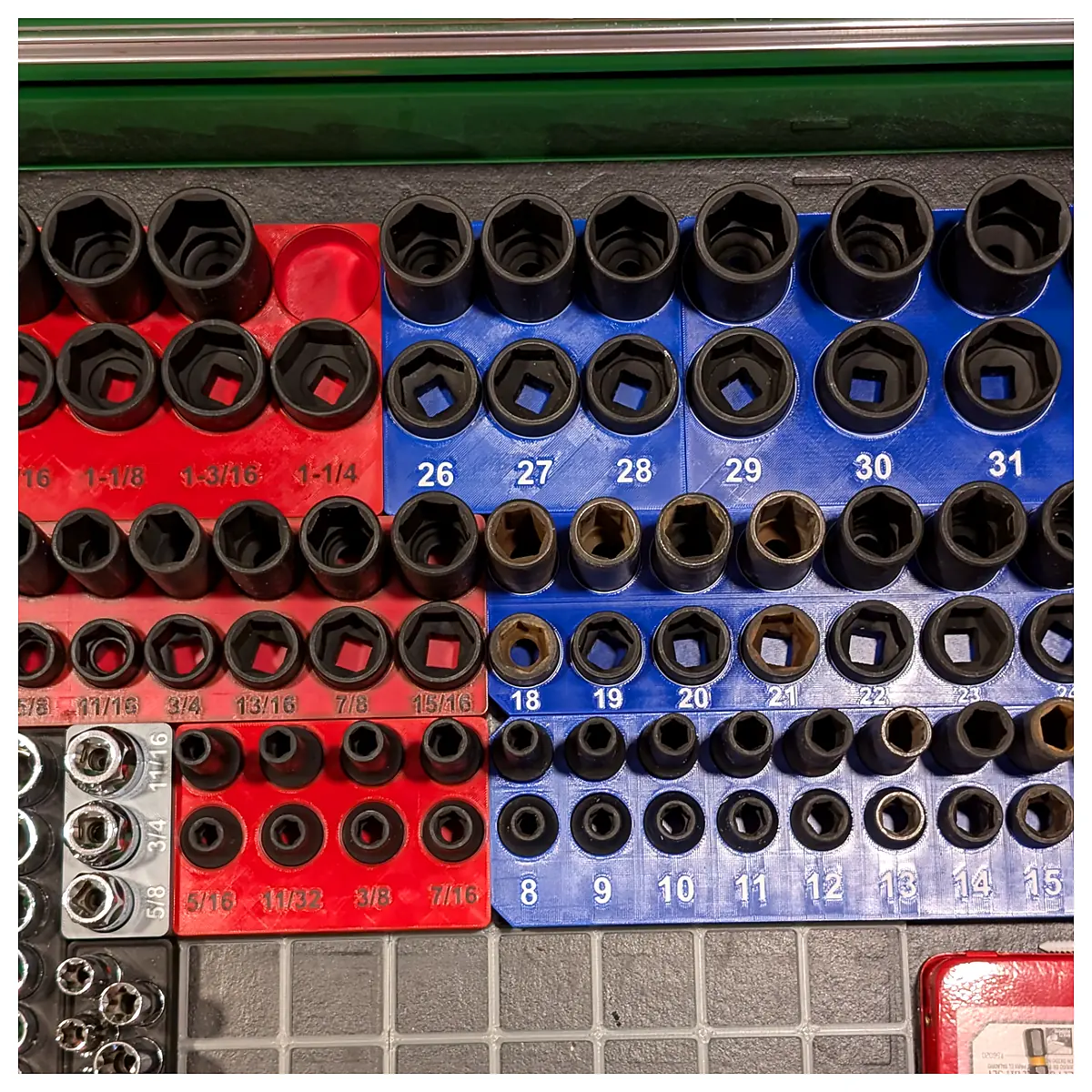 Gridfinity Organizers 12 Socket Set Storage Solutions Parts Organizer System Space Saving