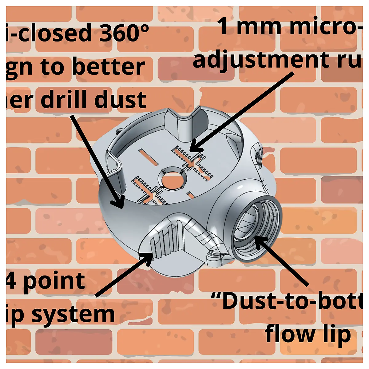 Drill Dust Collector V2 Over Engineered Edition Dust Collection Dust Removal Powerful Vacuum Industrial Cleaning Parts