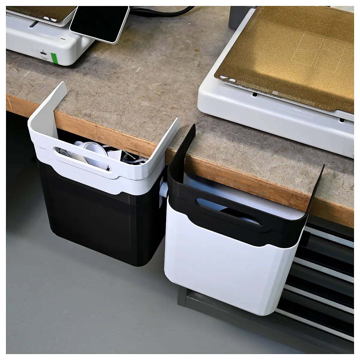Clamp On Desk Bin Organizer Holdall Wastebasket Multi Purpose Storage Container Desk Caddy