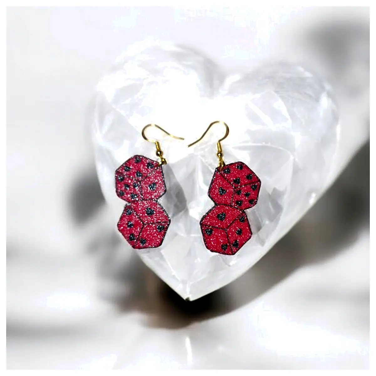 Dice of Love Earrings Rainbow Gemstone Jewelry Romantic Gift Earrings Accessories Repair Maintenance