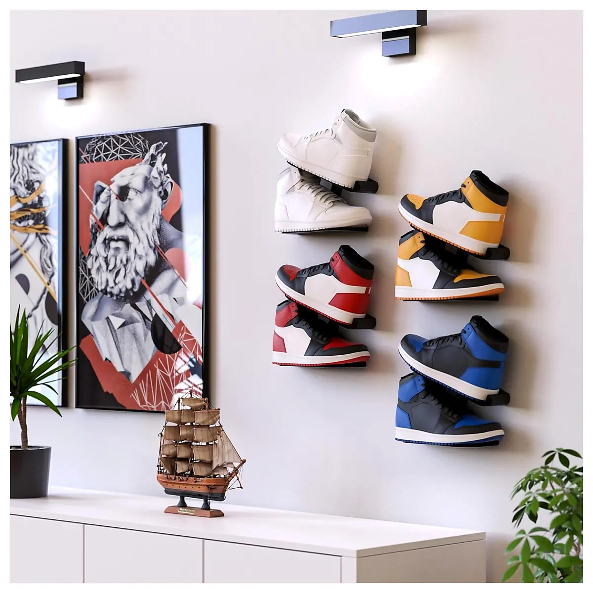 Wall Mounted Shoe Rack Minimalist Storage Solutions Multi Tiered Shelf System Hanging Shoe Organizer Space Saving