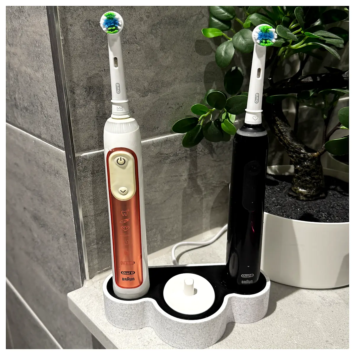 Electric Toothbrush Charger Dual Charging Stand Holder Toothbrush Organizer Teeth Cleaning Oral Care