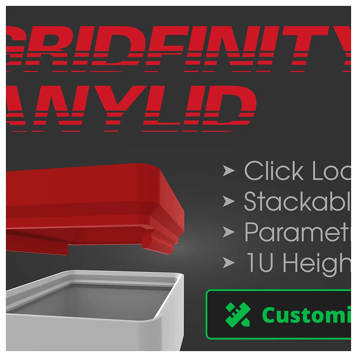 Gridfinity Stackable Lid Click Lock Storage Boxes Containers Organizer Parts