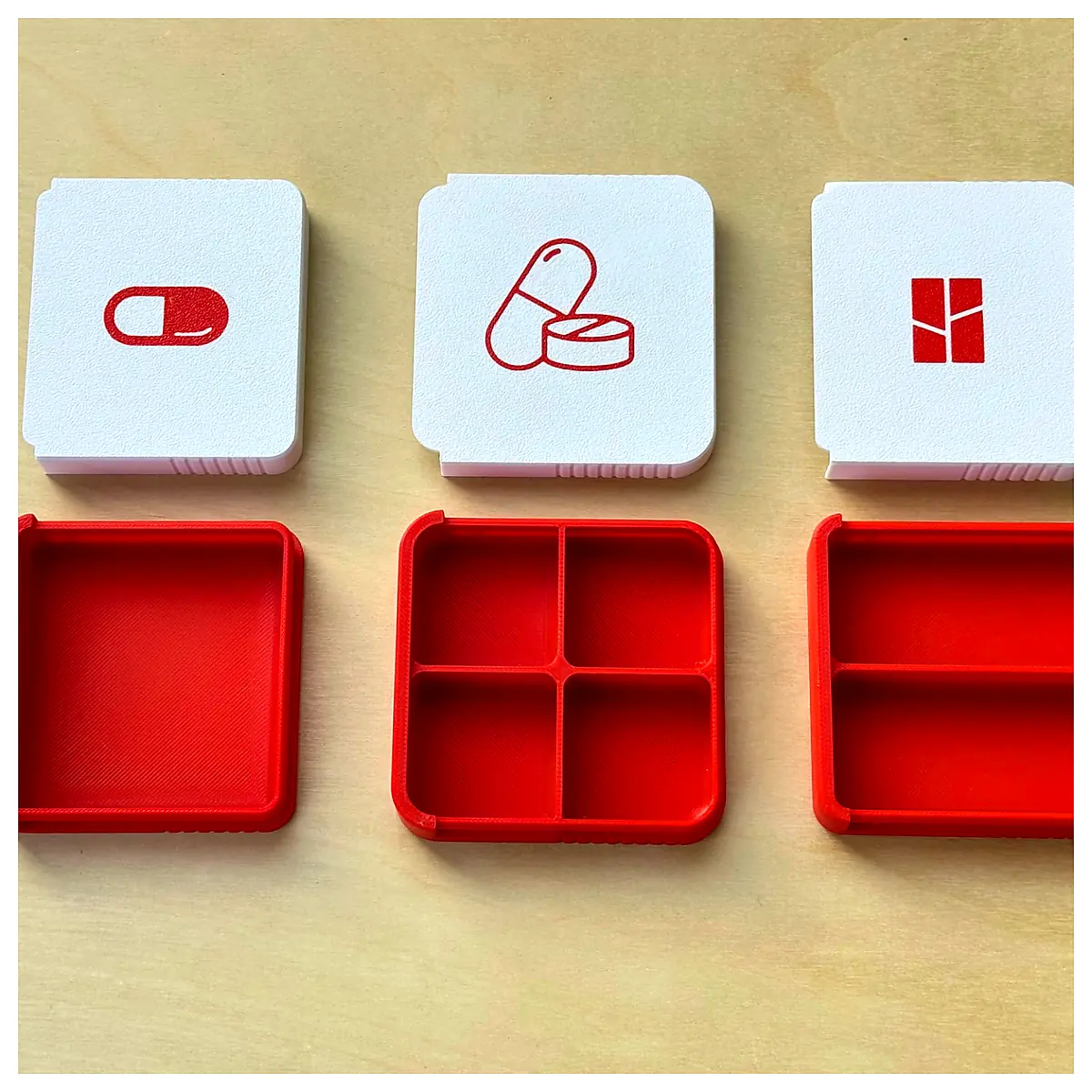 Sliding Lid Pill Box Compartments Medication Organizer Parts Box Storage Container