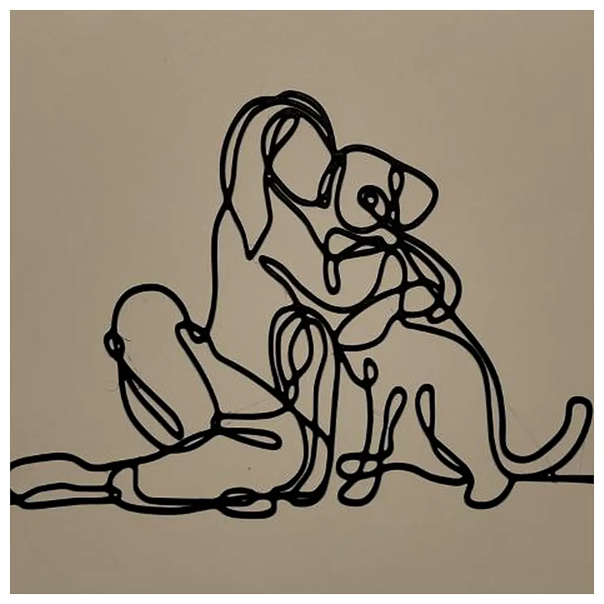 Woman and Dog Wall Art Canvas Print Decor Wall Hanging Pet Painting Interior Decor Art Gift