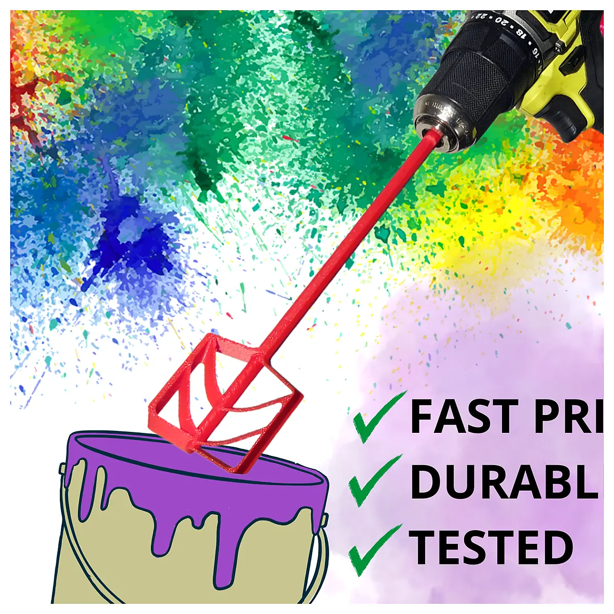 Drill Paint Mixer Durable Tested Refined Brush Paint Tool Parts Repair Universal