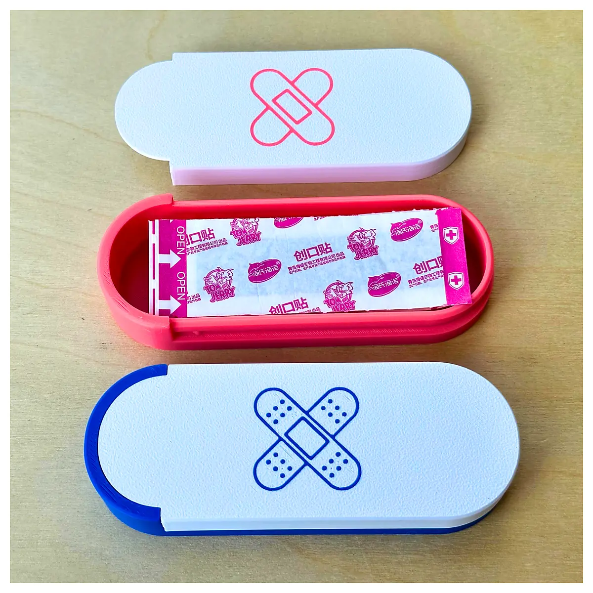Band Aid Slide Case Small Parts Box Wound Care Medical Supplies Adhesive Strip Storage