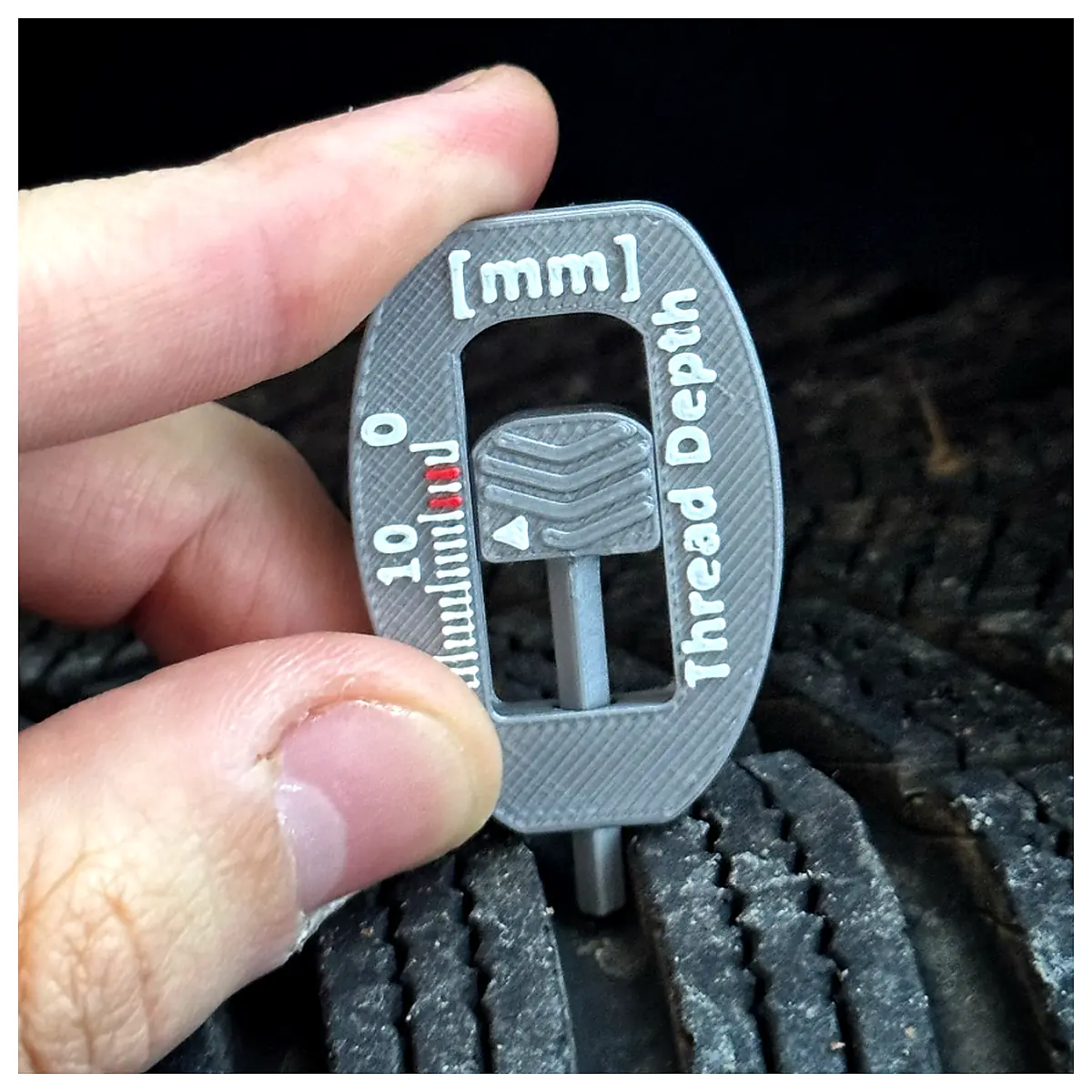 Tire Tread Depth Gauge V3 Print in Place Measure Tread Depth Tire Wear Car Parts Repair