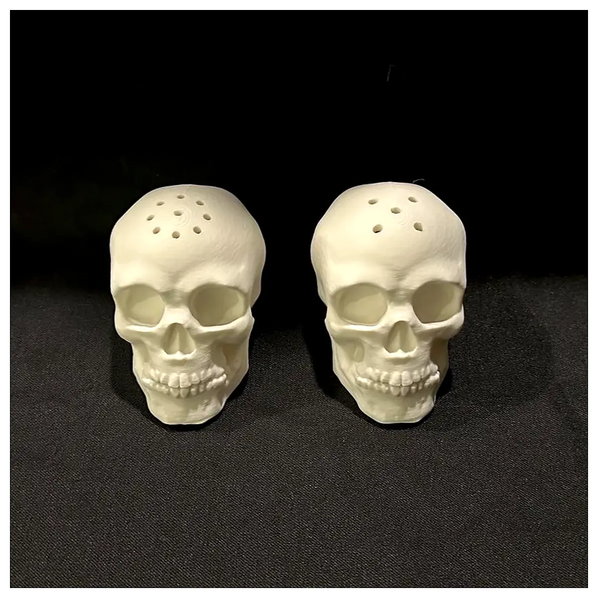 Gothic Skulls Salt Pepper Shaker Set Black Decor Kitchen Seasoning Unique Elegant Spooky Halloween Gift