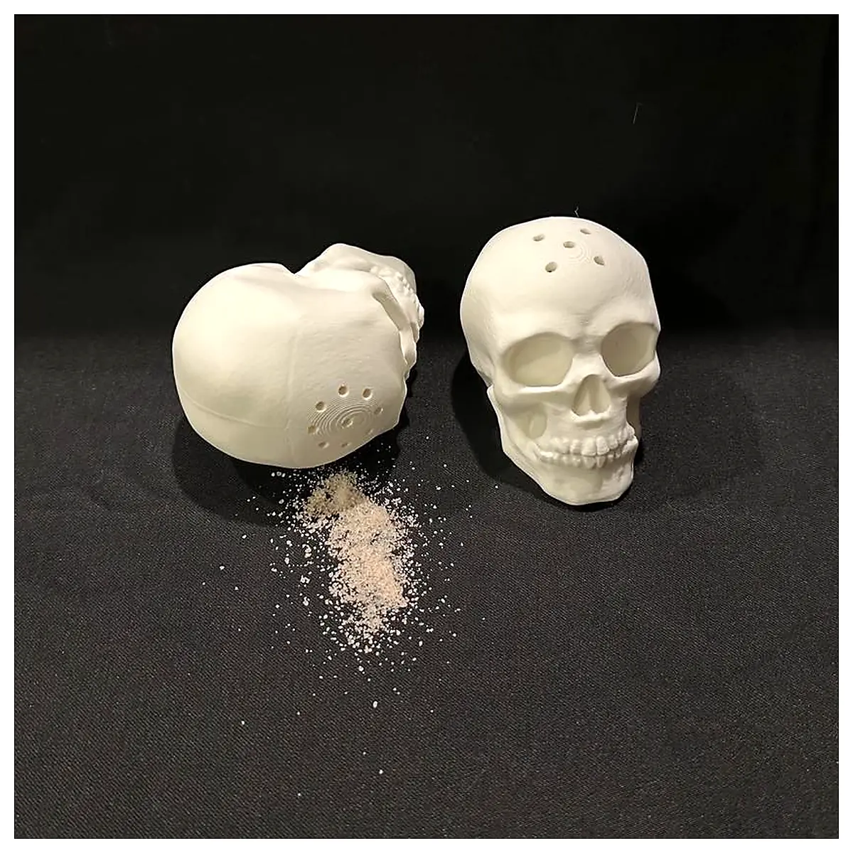Gothic Skulls Salt Pepper Shaker Set Black Decor Kitchen Seasoning Unique Elegant Spooky Halloween Gift