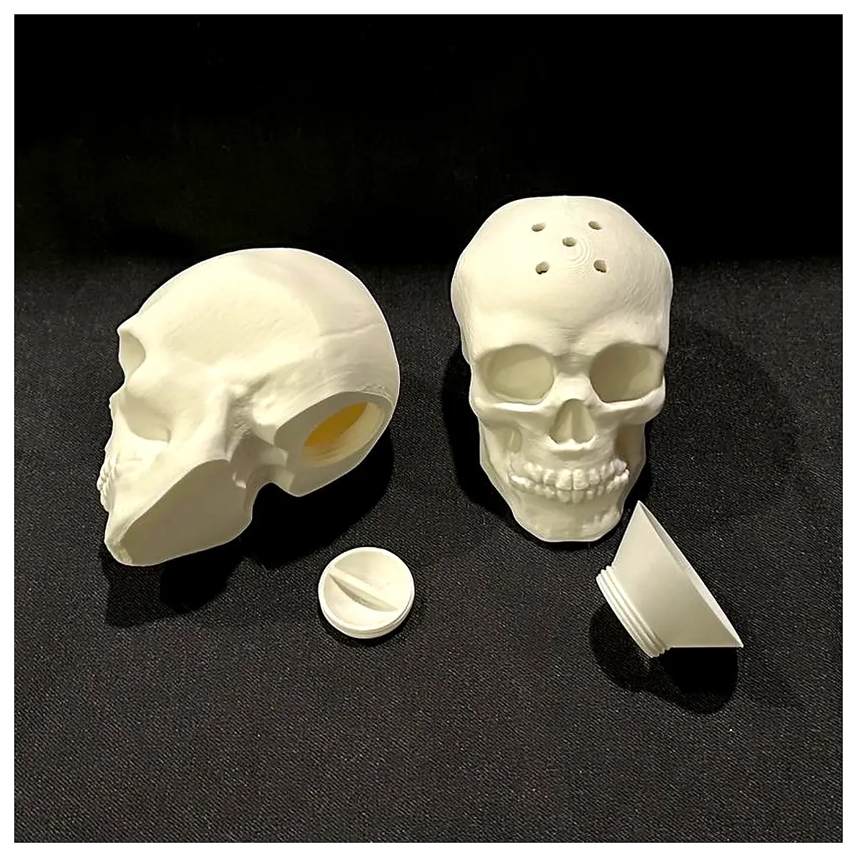 Gothic Skulls Salt Pepper Shaker Set Black Decor Kitchen Seasoning Unique Elegant Spooky Halloween Gift