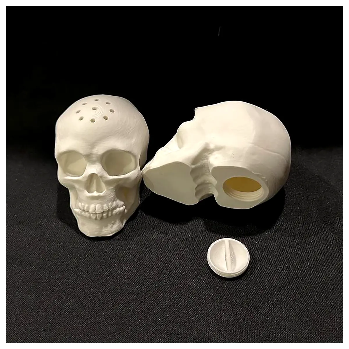 Gothic Skulls Salt Pepper Shaker Set Black Decor Kitchen Seasoning Unique Elegant Spooky Halloween Gift