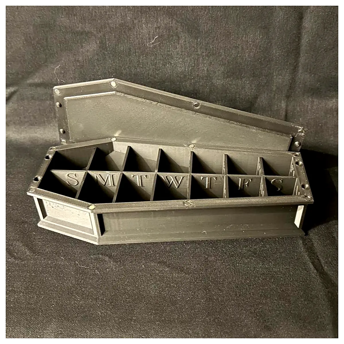 7 Day Pill Organizer Box Magnetic Lid Shape Coffin Daily Medication Storage Reminders
