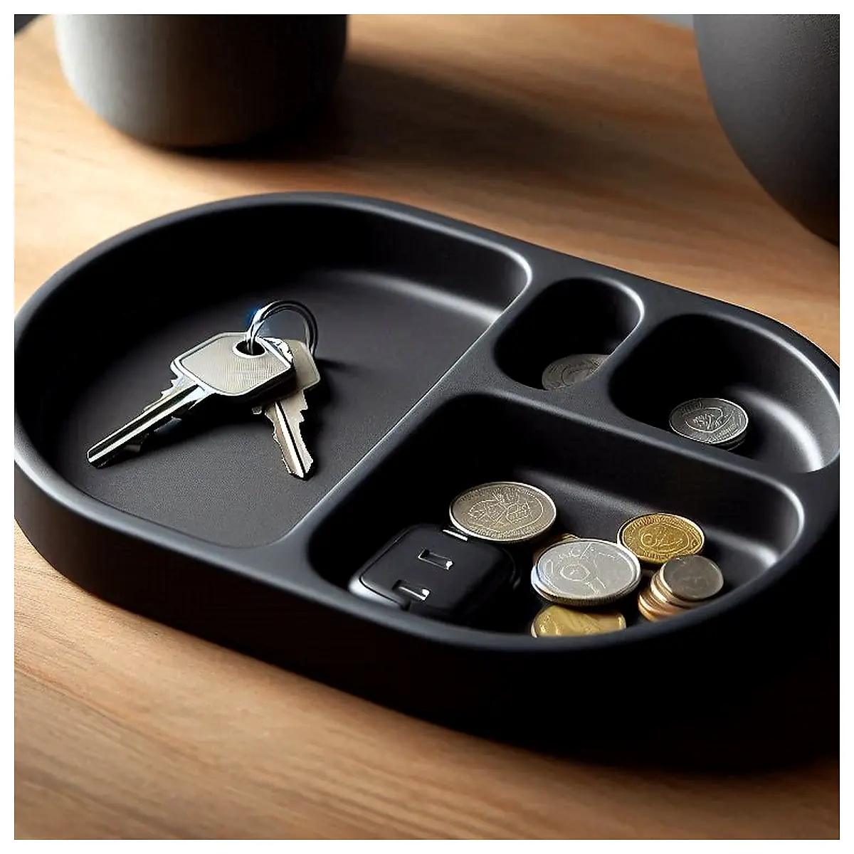 Modern Rounded Key Coin Tray Organizer Key Holder Cash Organizer Multi Functional Automotive Accessory