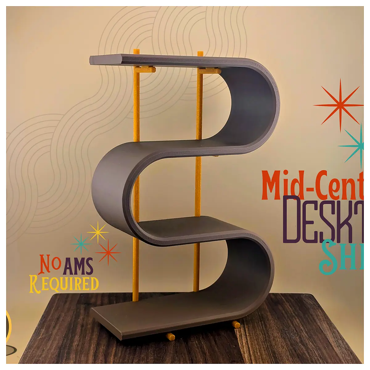 Mid Century Shelf Desk Storage Retro Minimalist Decor Parts Repair