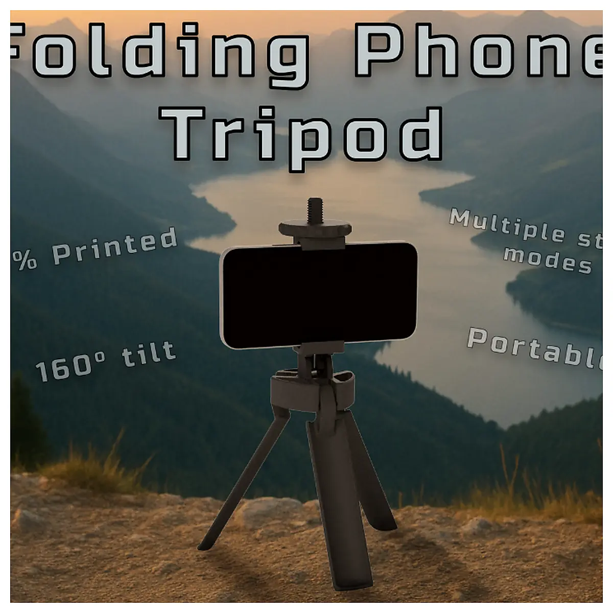 Folding Phone Tripod Adjustable 100 Printed Parts Phone Stand Photography Support Mobile Tripod Stand