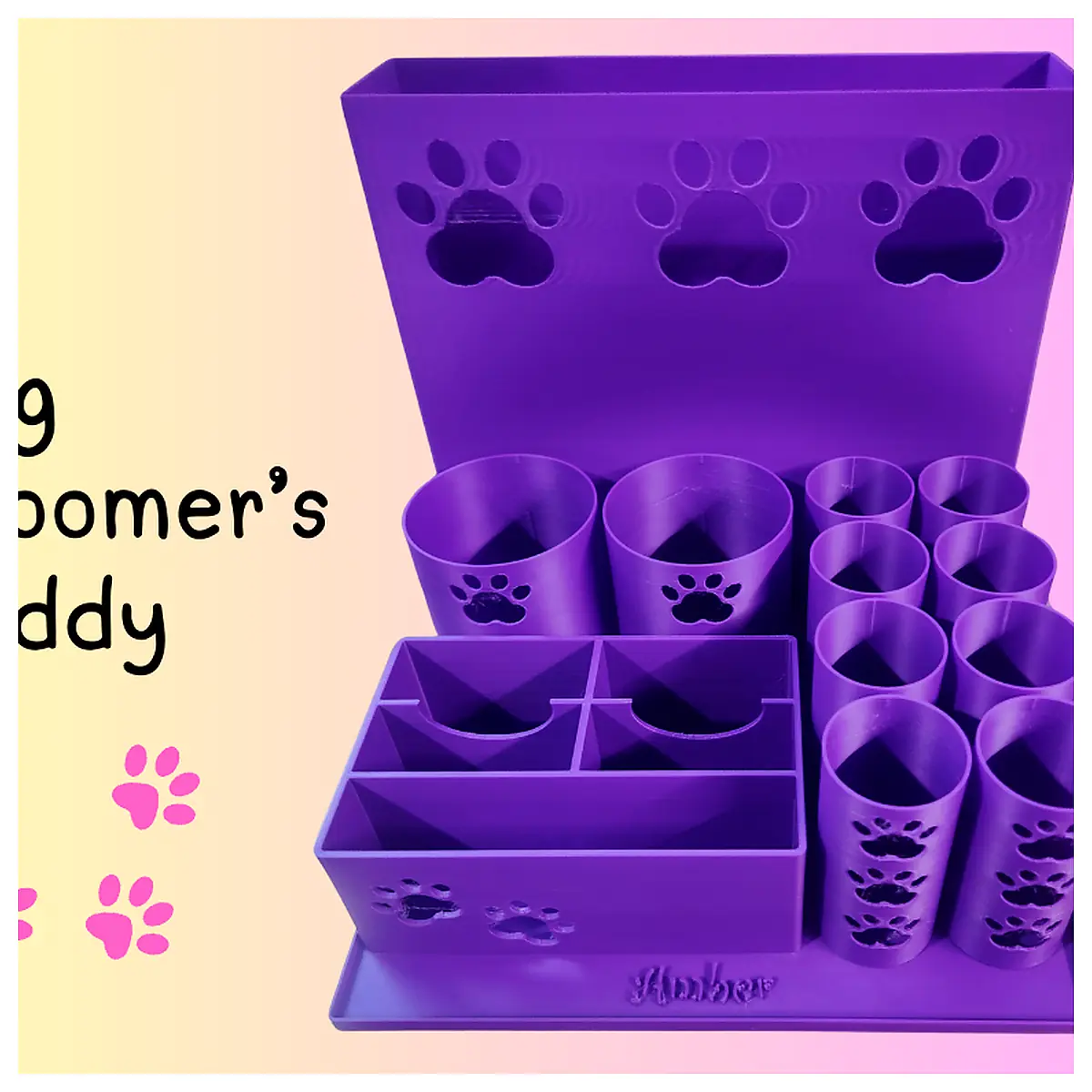 Dog Grooming Caddy Organizer Pet Hair Remover Brush Grooming Supplies Tools