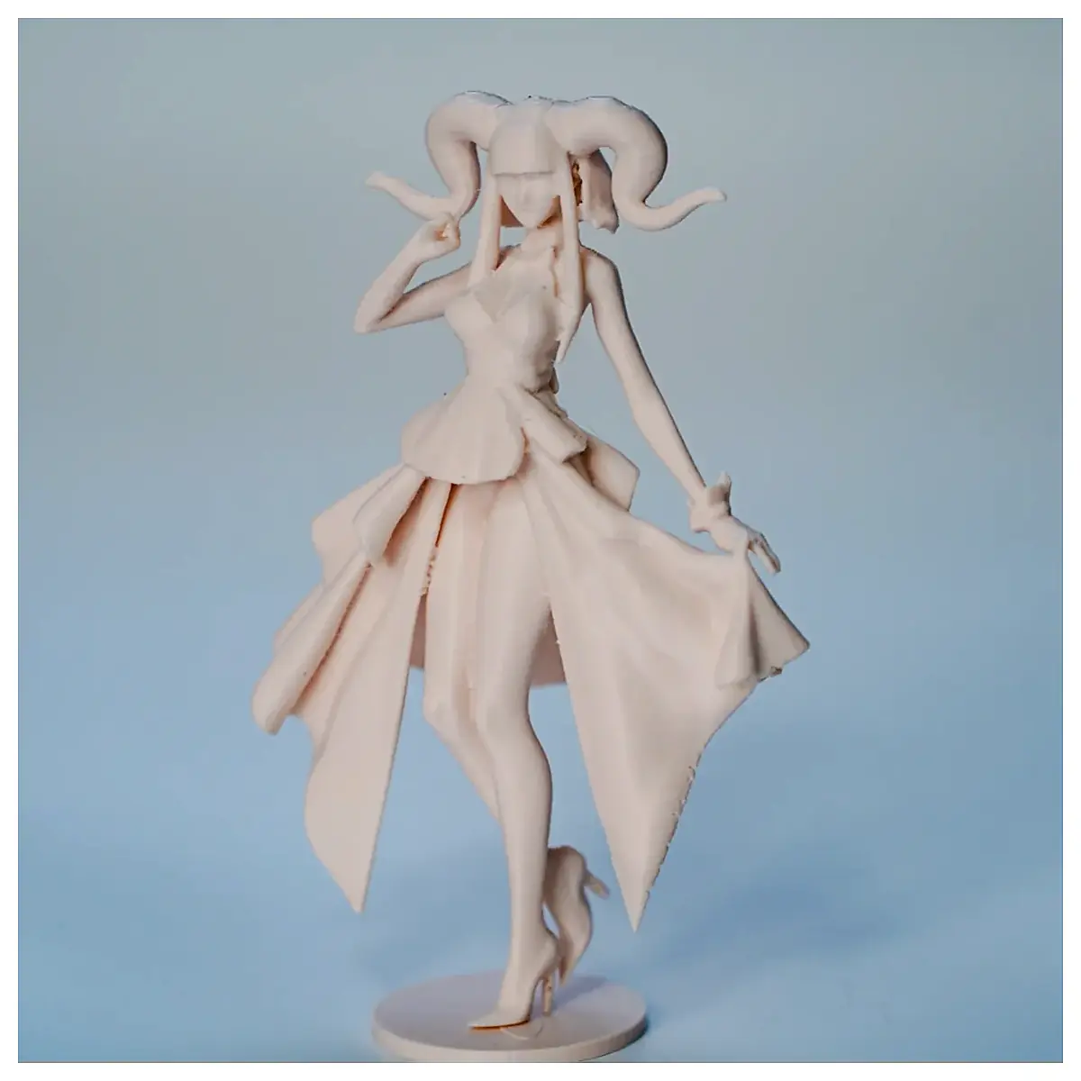 Ceremonial Maiden with Horns Statue Mythical Beast Figurine Demon Goddess Decor Collectible Display Piece RPG Prop Accessory