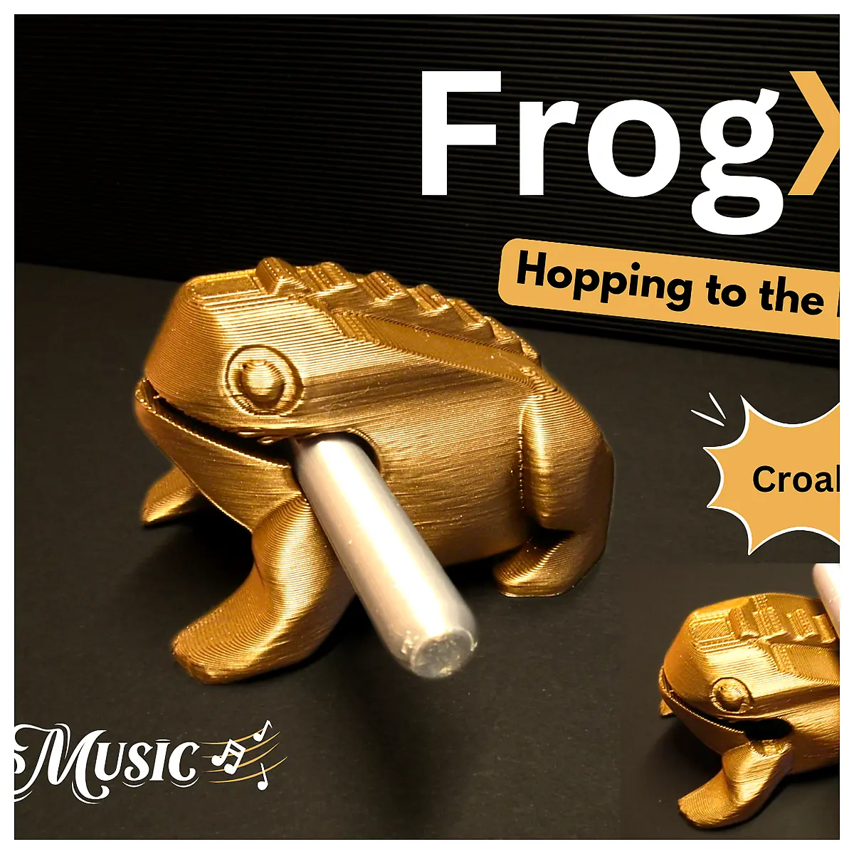Frog Croaking Instrument 3D Printed Musical Toy Creative Gift Sound Effects Toy Percussion Instrument