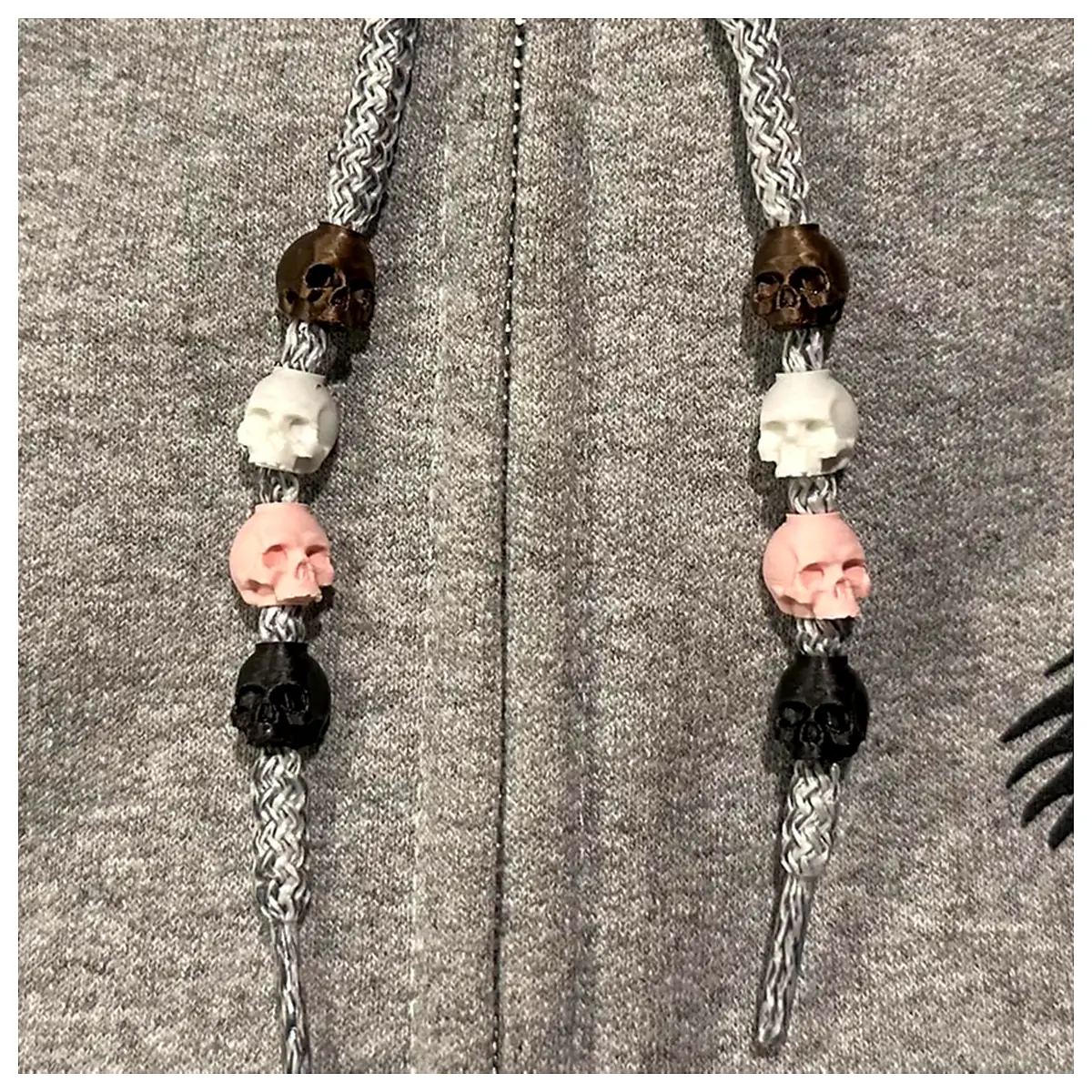 Gothic Jawless Skull Drawstring Hoodie Beads Skull Apparel Gothic Beads Black Hoodies Fashion Accessories