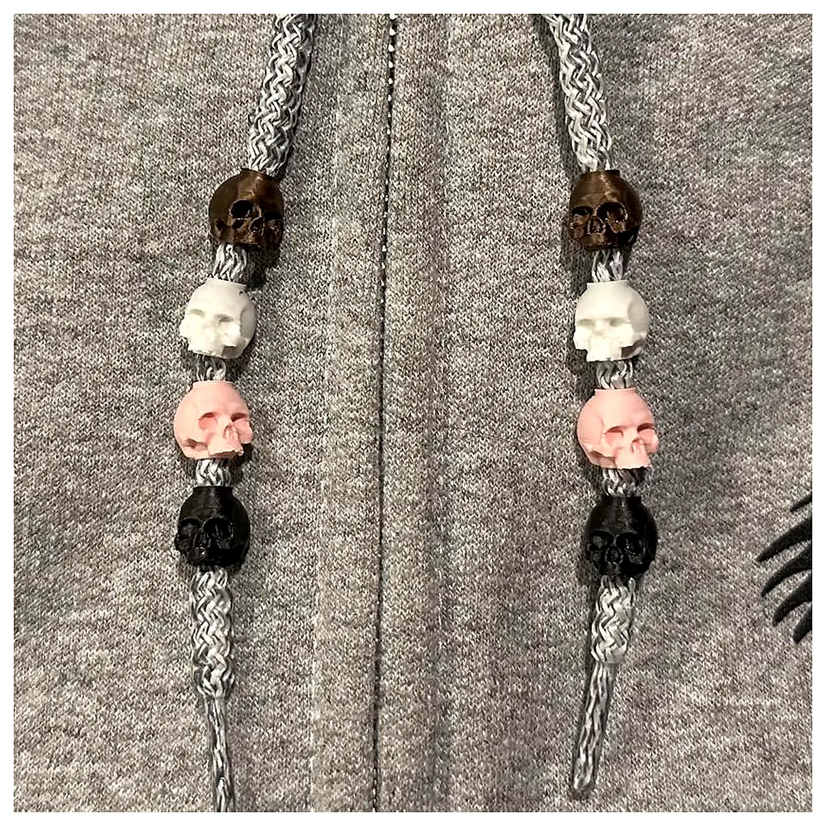 Gothic Jawless Skull Drawstring Hoodie Beads Skull Apparel Gothic Beads Black Hoodies Fashion Accessories